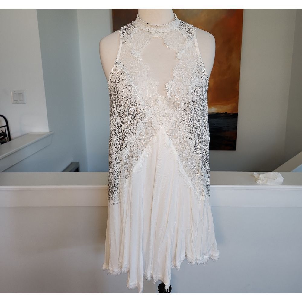 Free People Dress Black and White Lace Detail Size M